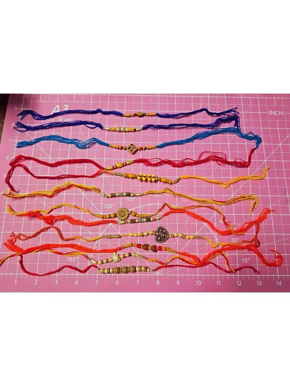 Lot of 12 Rakhi Style Beaded Bracelets – Multicolor Threads - Never Used